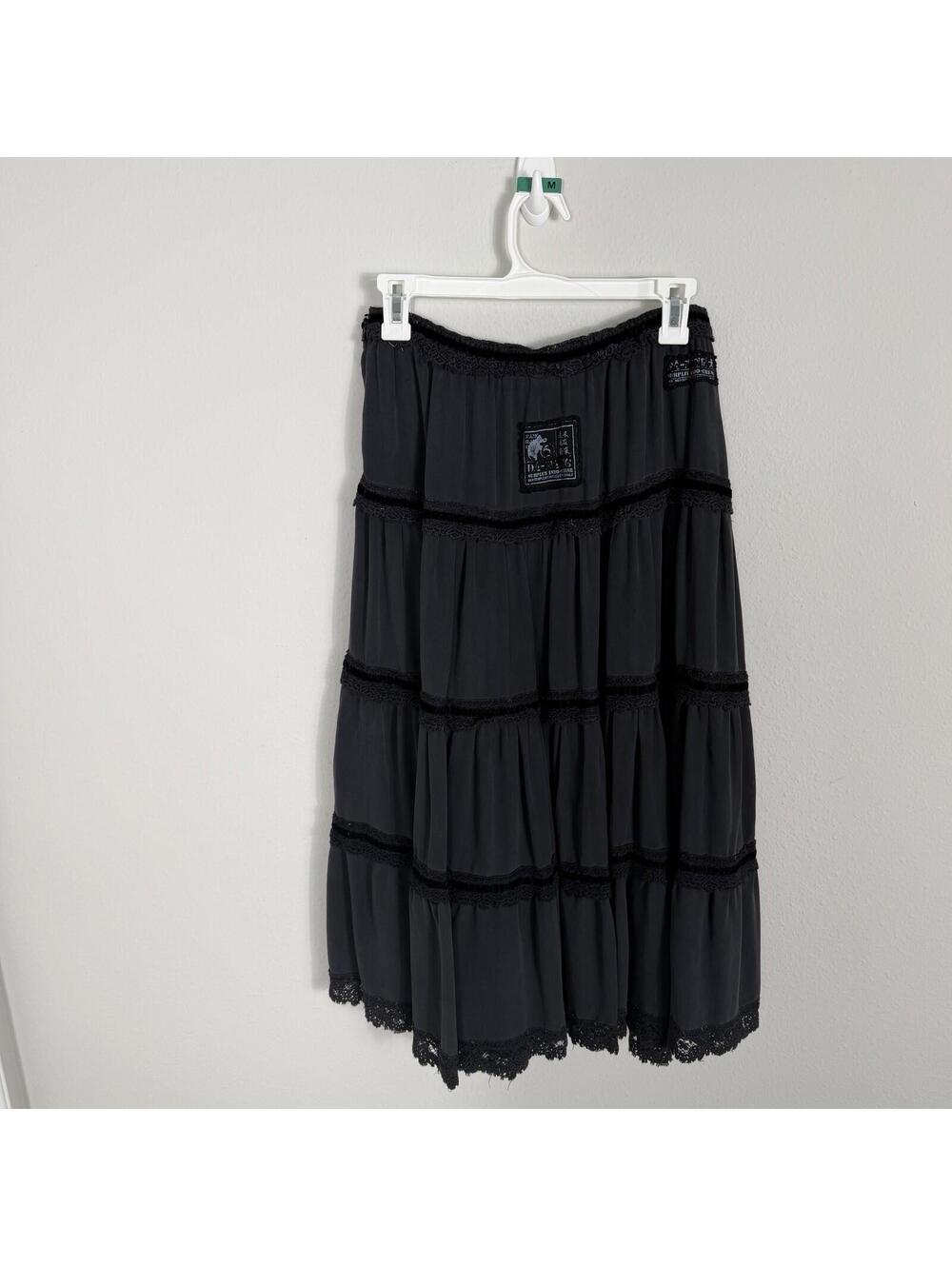 Da Nang Black Ruffle Tiered Skirt Whimsigoth Dark Fairy Grunge Women’s Small - Picture 7 of 10